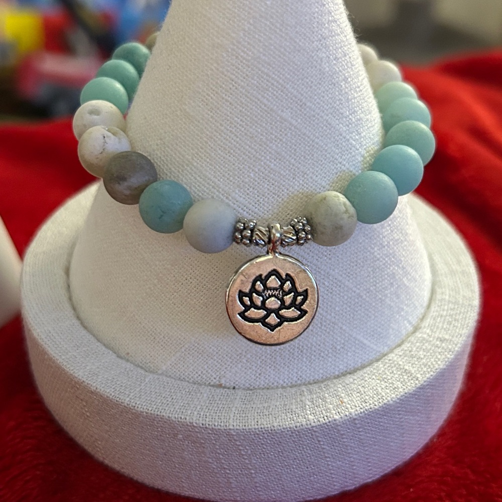 Oshena Designer beachwear amazonite Lotus tide Beaded‎ Bracelet